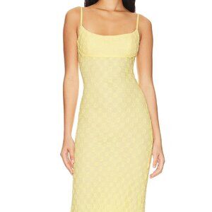 Bardot Adoni Sleeveless Mesh Midi Dress, Size 6, Canary Yellow